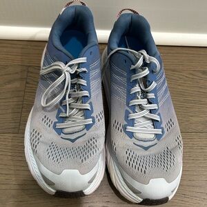 Hoka Women's Sneakers in Light Gray and Blue